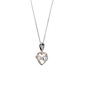 Orphelia ‘Jasmina’ WoMens 925 Sterling Silver Chain with Pendant – Silver/Rose ZH-7483 – Silver & Rose Gold – One Size
