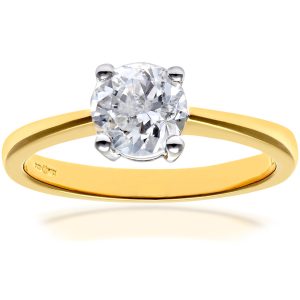 Diamant L’Eternel Womens Engagement Ring, 18ct Yellow Gold IJ/I Round Brilliant Certified Diamond 1.00ct Weight – Size P