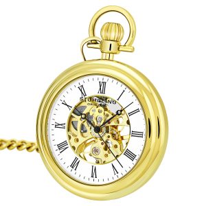 Stührling Mens Vintage 6053 Hand-wind 47mm Skeleton – Gold – One Size