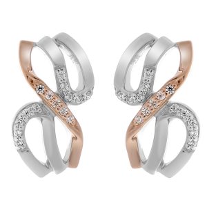 Orphelia ‘Sally’ WoMens 925 Sterling Silver Stud Earrings – Silver/Rose ZO-7230 – Silver & Rose Gold – One Size