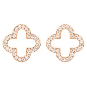 Latelita Womens Open Clover Earrings – White Sterling Silver – One Size