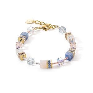 Girls Coeur De Lion Gold Tone Pastel Blue Purple Blended Bracelet 4605/30-0720