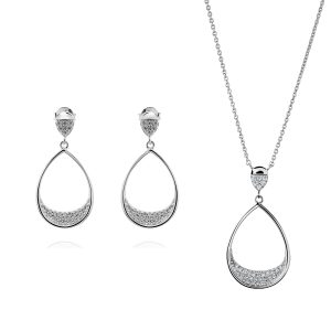 Orphelia ‘Jolina’ WoMens 925 Sterling Silver Set: Necklace + Earrings – SET-7490 – One Size