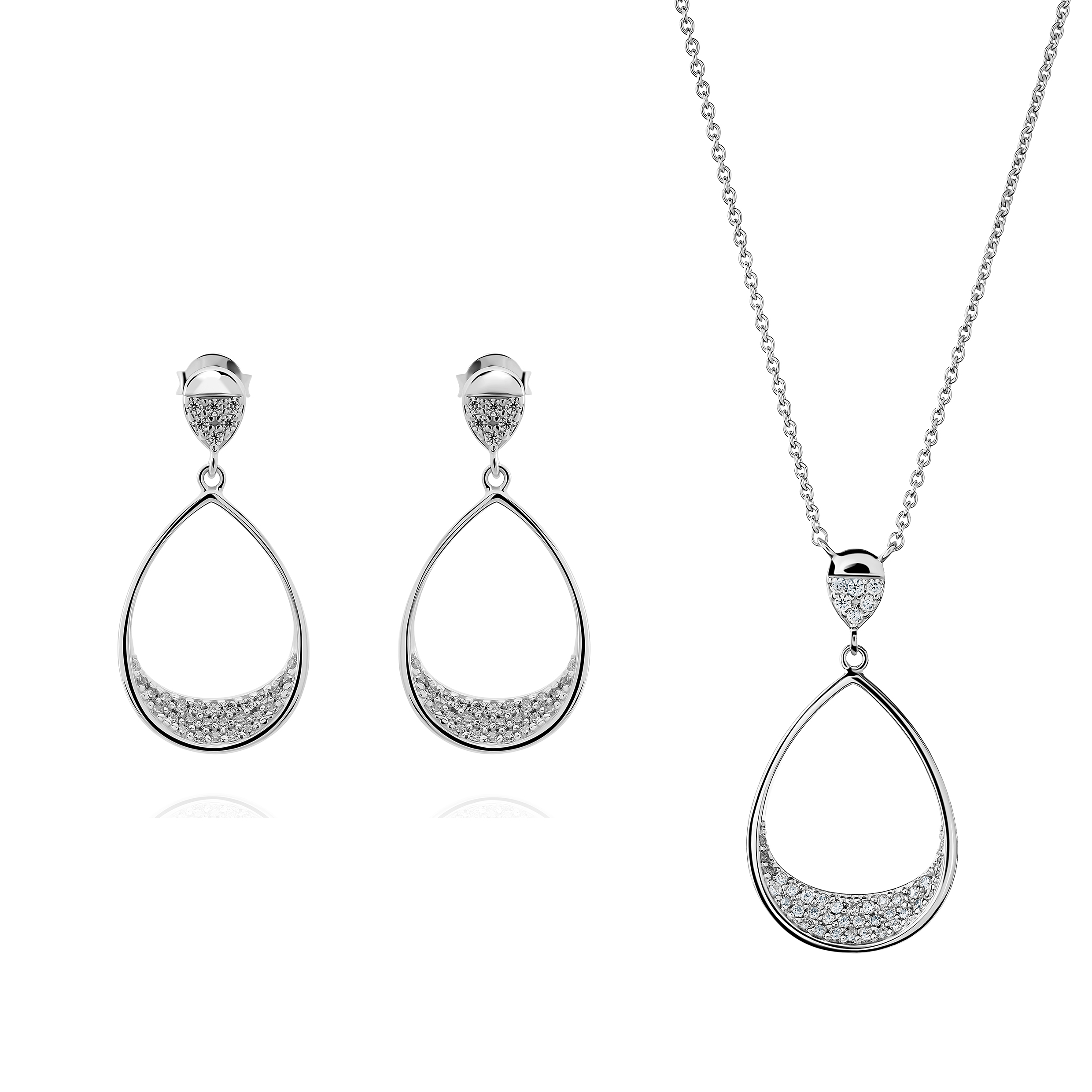 Orphelia 'Jolina' WoMens 925 Sterling Silver Set: Necklace + Earrings - SET-7490 - One Size