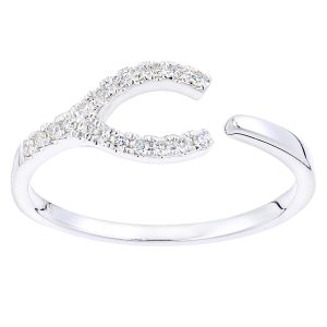 Diamant L’Eternel Womens 9ct White Gold Ring With 0.1ct Diamond – Size O
