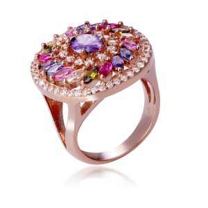 Orphelia WoMens 925 Sterling Silver Ring – Rose ZR-7428/RG – Size Q