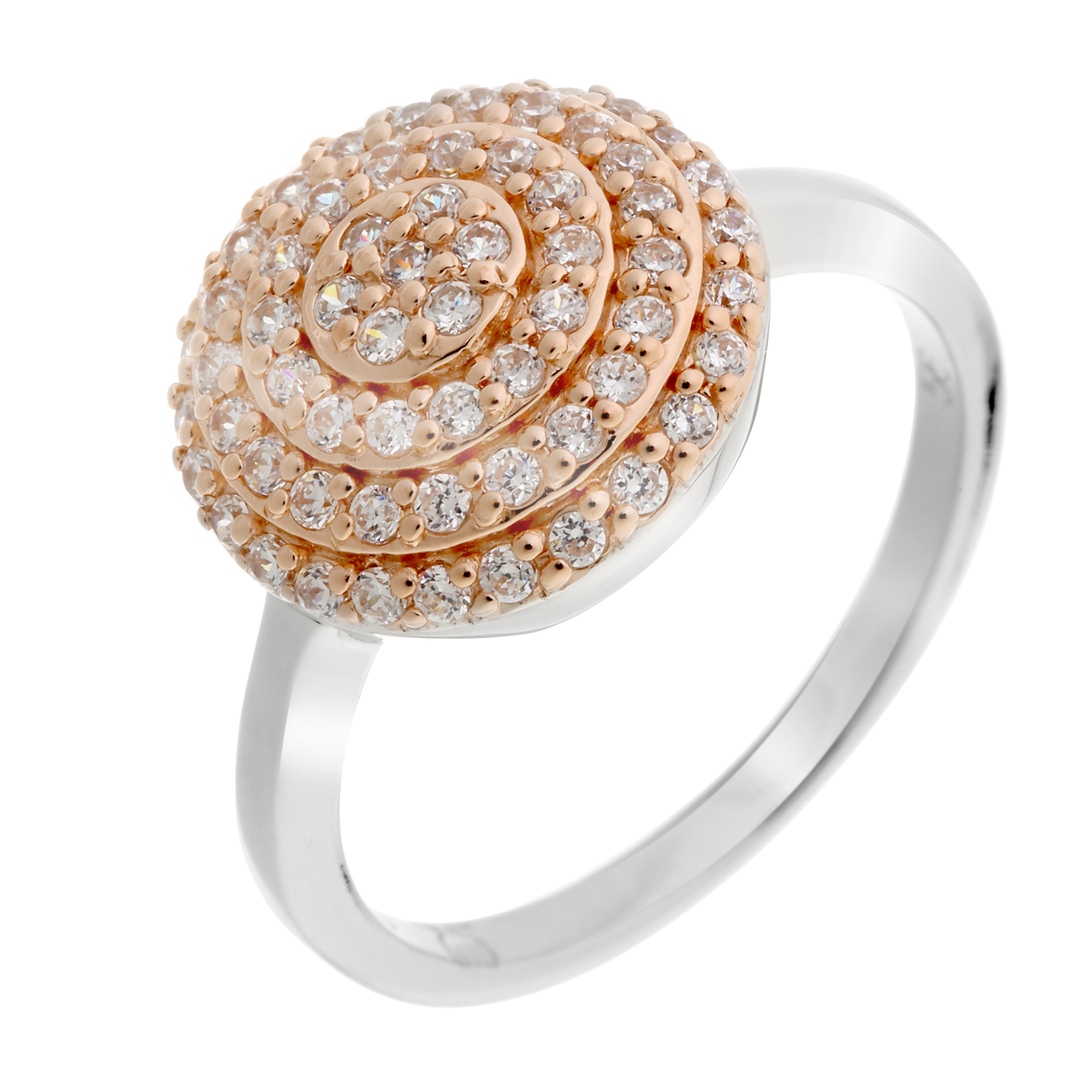 Orphelia WoMens 925 Sterling Silver Ring - Silver/Rose ZR-7120 - Silver & Rose Gold - Size Q