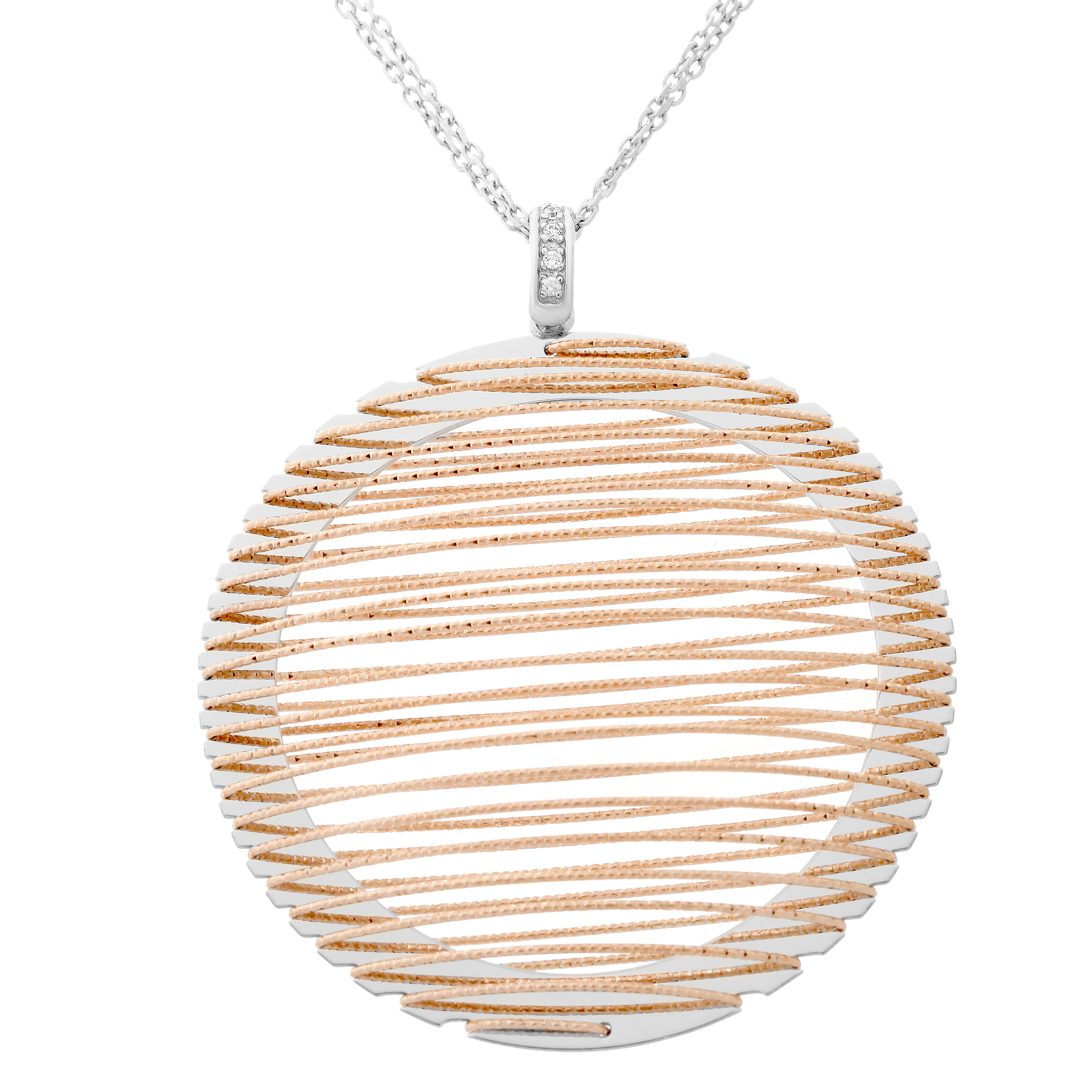 Orphelia 'Zelia' WoMens 925 Sterling Silver Chain with Pendant - Silver/Rose ZK-7180 - Silver & Rose Gold - One Size
