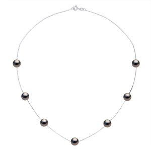 Ateliers Saint Germain Womens Necklace Real 7 Cultured Tahiti Pearls PASSING THROUGH Round 7-8 mm – White White Gold – One Size