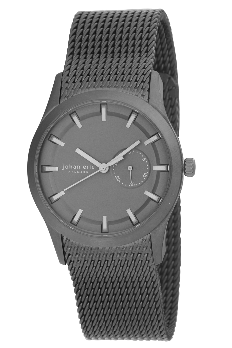 Johan Eric : agers¸, Mens, grey dial w date sub-dial watch, ip case & mesh bracelet Stainless Steel - One Size