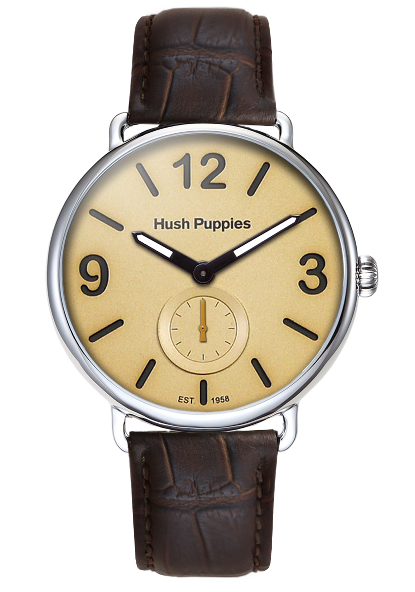 Hush Puppies : 1958 Mens Ivory Watch - Brown Leather - One Size