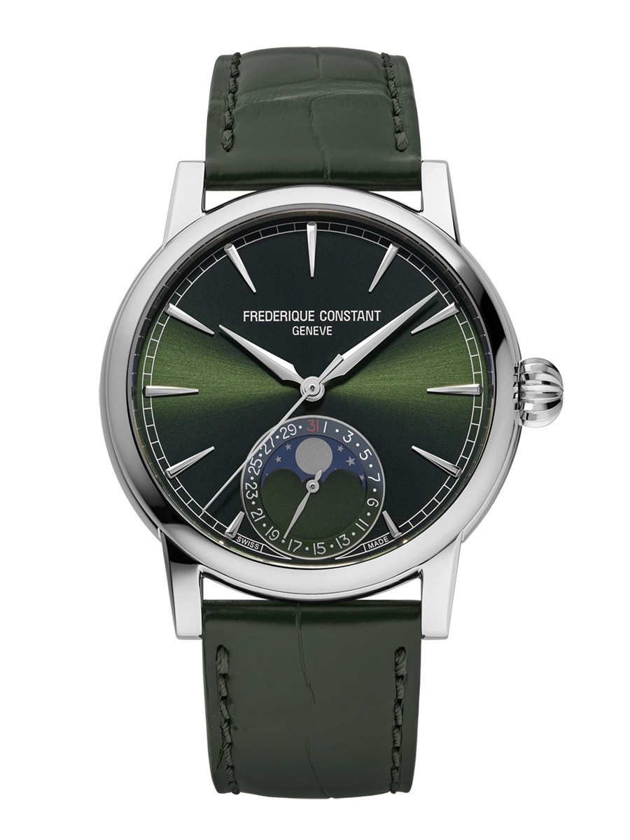 Frederique Constant Frédérique Classic Moonphase Mens Green Watch FC-716GR3H6 Leather (archived) - One Size