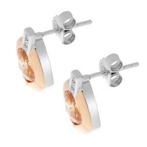Orphelia ‘Athena’ WoMens 925 Sterling Silver Stud Earrings – Silver/Rose ZO-7113 – Silver & Rose Gold – One Size