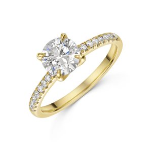 18ct Yellow Gold 1.00ct Spherical Sensible solitaire with diamond shoulders 1.15cttw