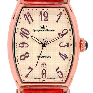 Yonger Mens White Dial Watch – Orange Crocodile – One Size