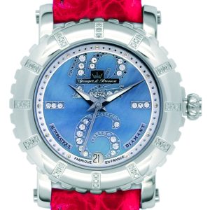 Yonger & Bresson Womens Yonger: Watch Red Band with Silver Dial Crocodile – One Size