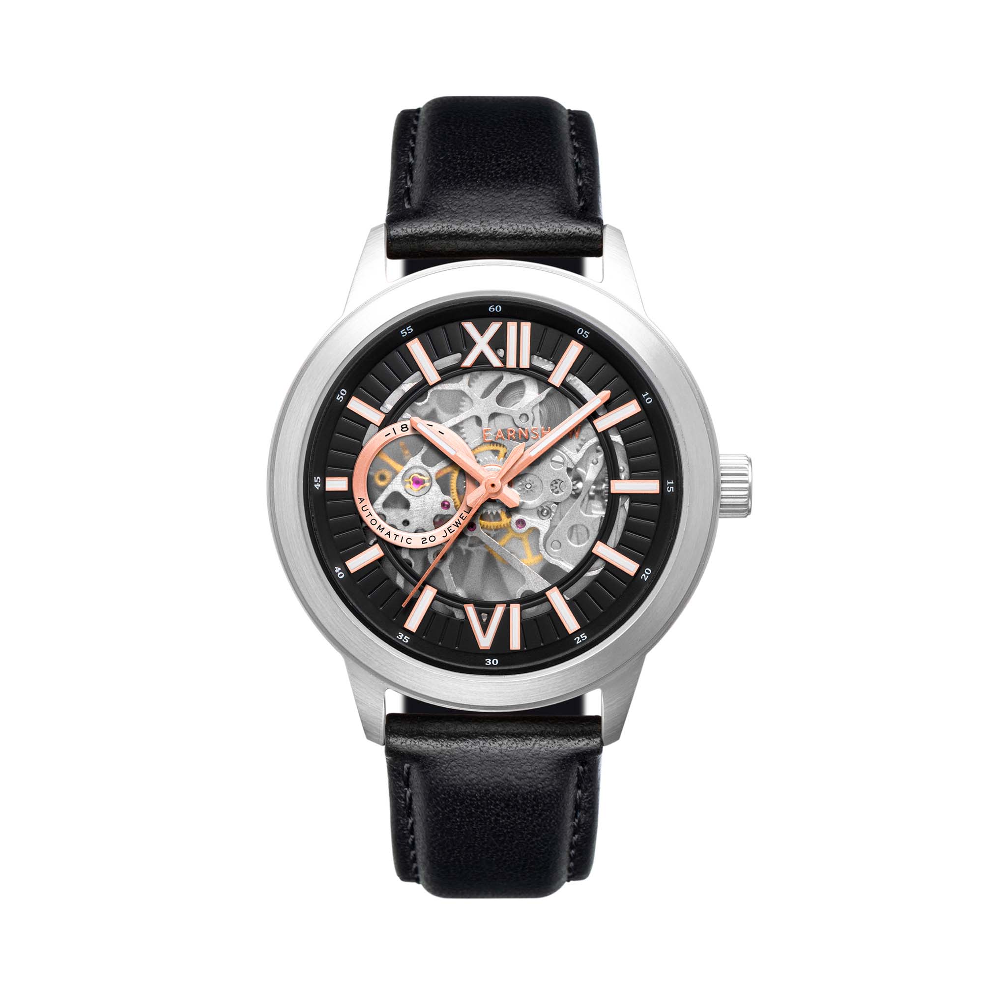 Thomas Earnshaw Raleigh Skeleton Mens Automatic Earthy Grey Watch ES-8140-03 - Black & Silver - One Size