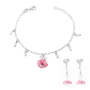 Orphelia Childrens Unisex ‘Cute’ Child’s 925 Sterling Silver Set: Bracelet + Earrings – SET-7133 – One Size