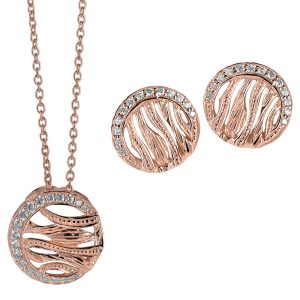 Orphelia WoMens 925 Sterling Silver Set: Chain-Pendant + Earrings – Rose SET-6031/1 – One Size