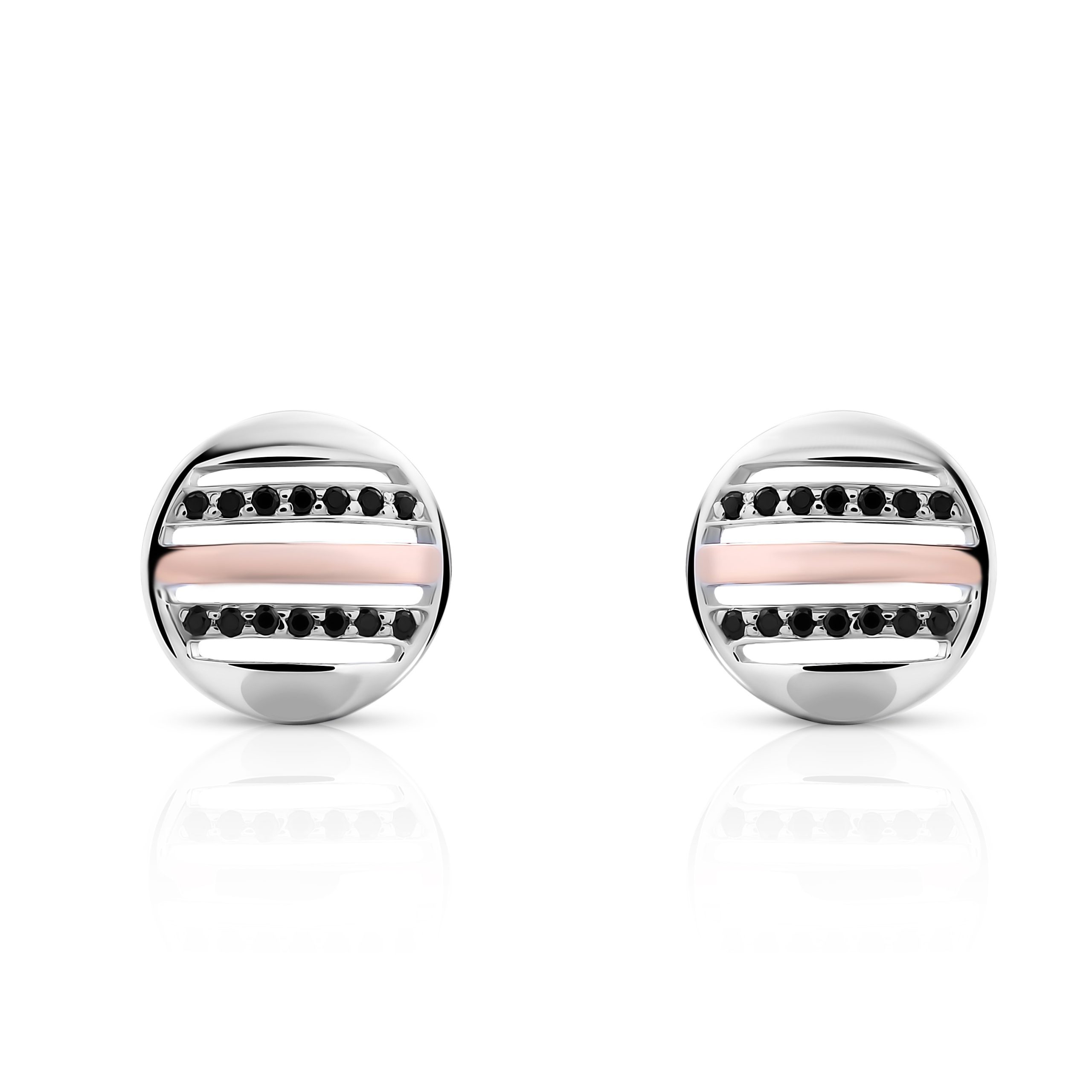 Orphelia 'Maxwell' WoMens 925 Sterling Silver Stud Earrings - Silver/Rose ZO-7501 - Silver & Rose Gold - One Size