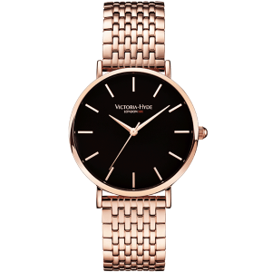 Victoria Hyde London Mens Watch Richmond Classic Stainless Steel, rosegold black – Black & Rose Gold – One Size
