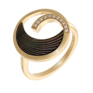 Orphelia WoMens 925 Sterling Silver Ring – Gold zr-7371 – Size Q