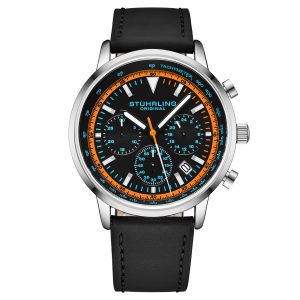 Stührling Mens Monaco Chronograph with Tachymeter Quartz 3986L 44mm Watch – Black – One Size
