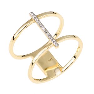 Diamant L’Eternel Womens 9ct Yellow Gold Double Layer Diamond Ring – Size J