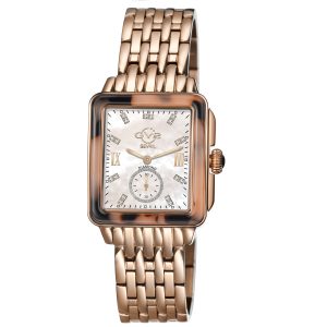 Gv2 WoMens Bari Tortoise Swiss Quartz Diamonds Mother of Pearl Dial Rose Gold Watch – One Size