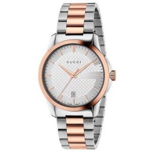 Gucci YA126473 Mens Watch – Silver & Rose Gold Stainless Steel – One Size