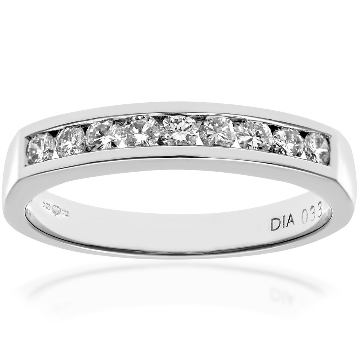 Diamant L'Eternel Womens 18ct White Gold Certified 0.33ct IJ/I Diamond Channel Set Half Eternity Ring - Size N