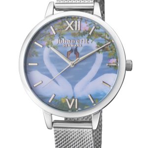 Johan Eric Womens : knopsvane ss watch with photo dial and silver mesh – One Size