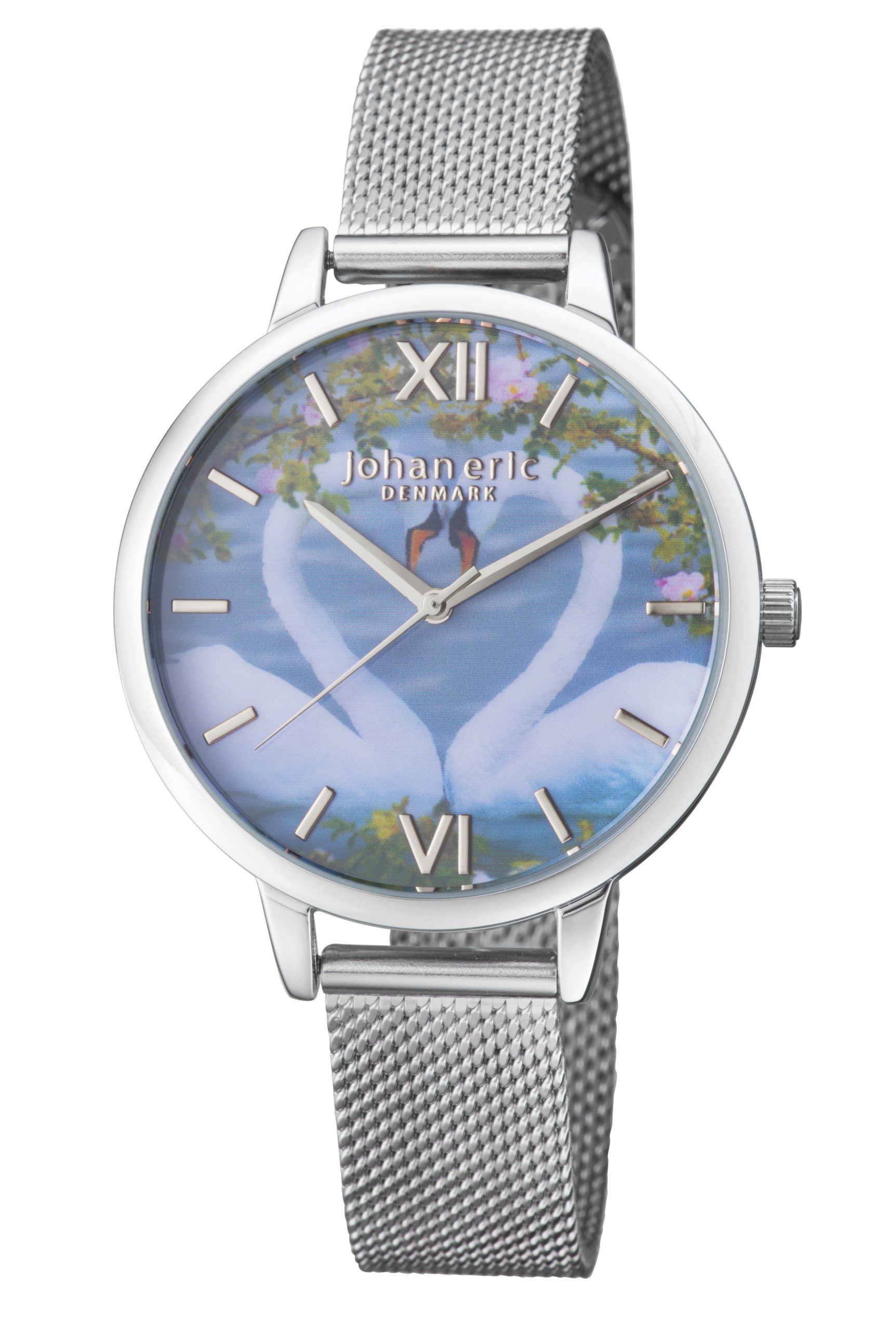 Johan Eric Womens : knopsvane ss watch with photo dial and silver mesh - One Size