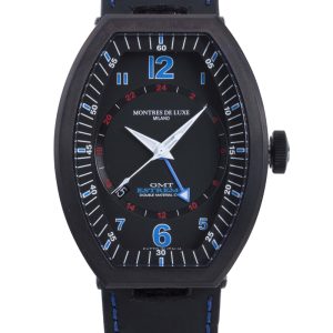 Montres de Luxe : mens estremo black watch Leather – One Size