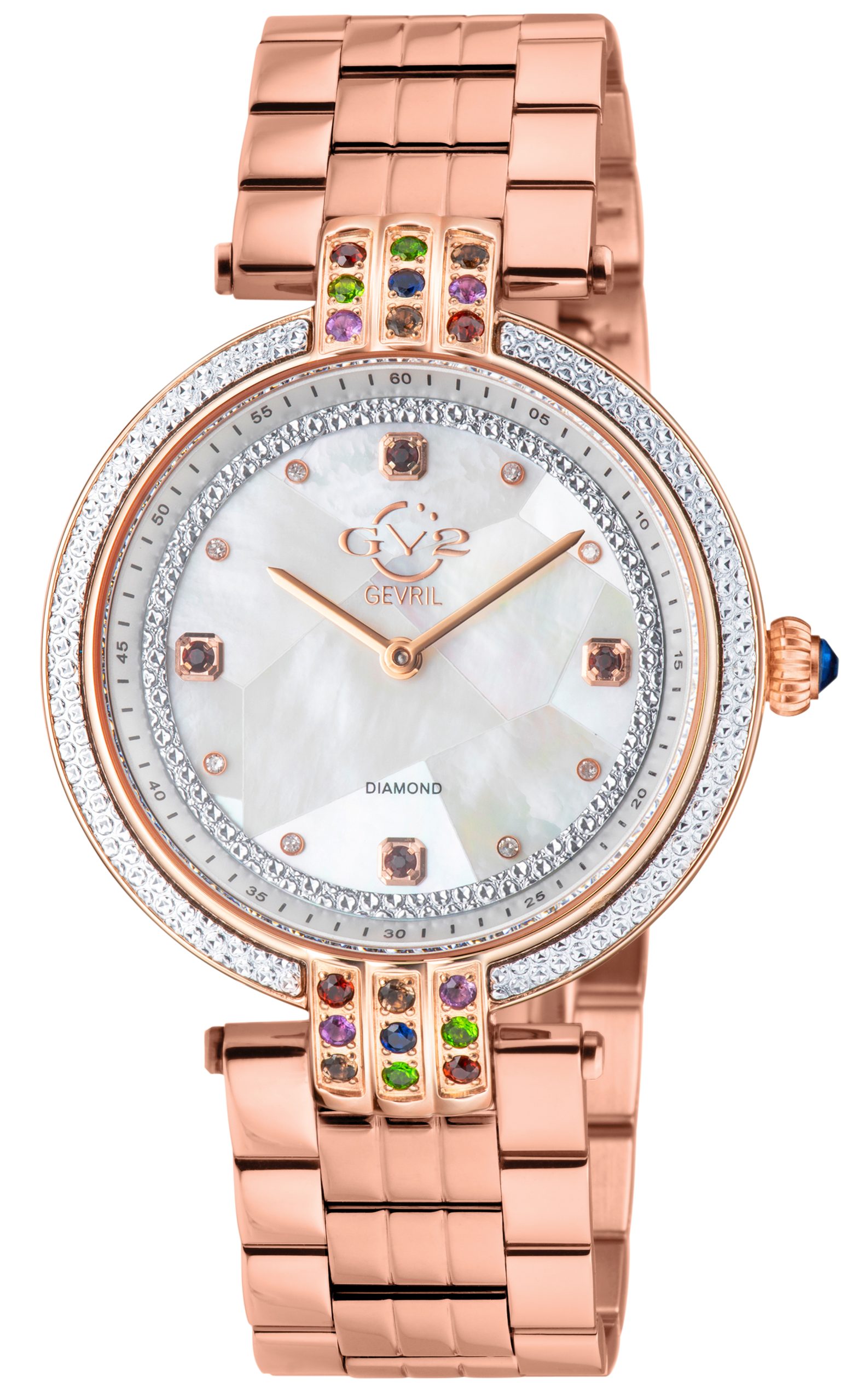 Gv2 WoMens Matera 12805B Swiss Quartz Diamond White MOP Dial Watch - Rose Gold - One Size