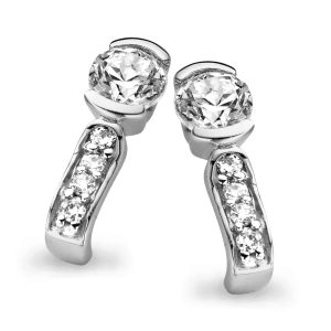Orphelia Womens Ladies Embellished 925 Sterling Stud Earrings – Silver – One Size