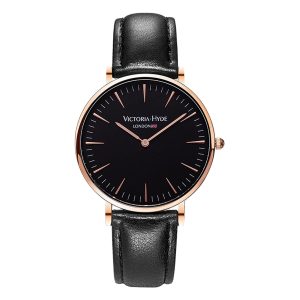 Victoria Hyde London Unisex Watch Metropolitan Modern, black rosegold VH3004Ugm – Black/Gold Stainless Steel – One Size