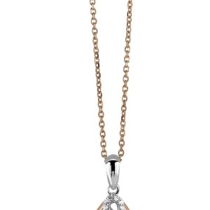 Orphelia WoMens 925 Sterling Silver Chain with Pendant – Silver/Rose ZH-4802 – Silver & Rose Gold – One Size