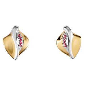 Orphelia ‘Anet’ WoMens 925 Sterling Silver Stud Earrings – Silver/Gold ZO-7520/G – Silver & Gold – One Size