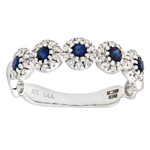 Diamant L’Eternel Womens 9ct White Gold Diamond and Sapphire Eternity Ladies Ring – Size I