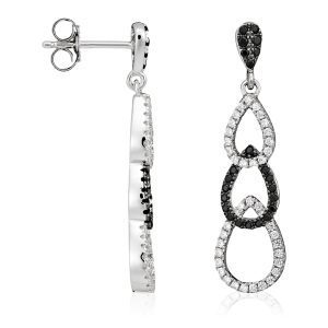 Orphelia Womens Ladies Embellished 925 Sterling Drop Earrings – Silver – One Size