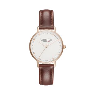 Victoria Hyde London Womens Watch Metropolitan Crystal Leather, brown Stainless Steel – One Size