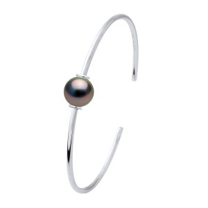 Ateliers Saint Germain Womens Bracelet – Silver 925 – Real Cultured Tahiti Pearls Round 9-10 mm – One Size