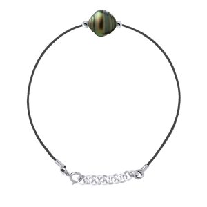 Diadema Womens – Bracelet Love Bond – Black Nylon – Tahitian Pearl – Rainbow – Natural Silver – One Size