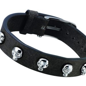 Police Unisex : “Wraith” Black Leather Watch – Silver – One Size