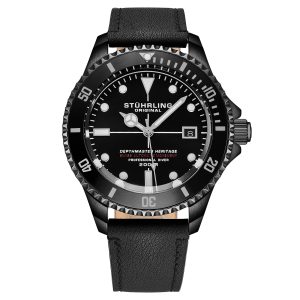 Stührling Mens Swiss Automatic Depthmaster Heritage 883HB 42mm Diver – Black – One Size