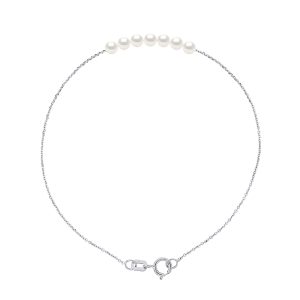 Diadema Womens – Bracelet – 7 Real Freshwater Pearls – Cable Chain in White Gold – One Size