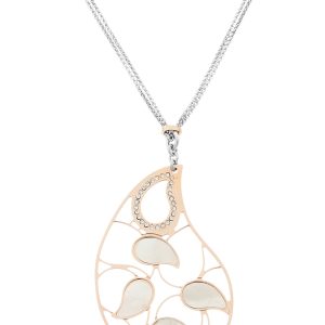 Orphelia ‘Lana’ WoMens 925 Sterling Silver Chain with Pendant – Silver/Rose ZK-7164 – Silver & Rose Gold – One Size