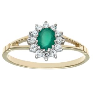 Diamant L’Eternel Womens 9ct Yellow and White Gold Ladies Stone Set Cluster Ring – Size T