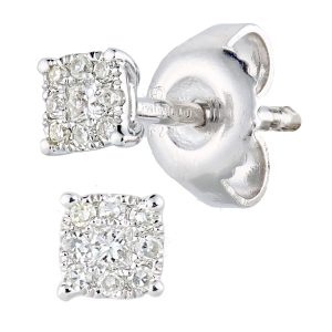 Diamant L’Eternel Womens 9ct White Gold Earrings With 0.1ct Diamond – One Size